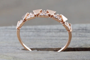 14k Rose Gold Infinity Twist Arrow Crossover Triangle Diamond Engagement Band Brilliant Cut - Brilliant Facets