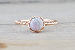 Mandi Fire Opal 14k Rose Gold Round Purple Engagement Rope Crown Solitaire