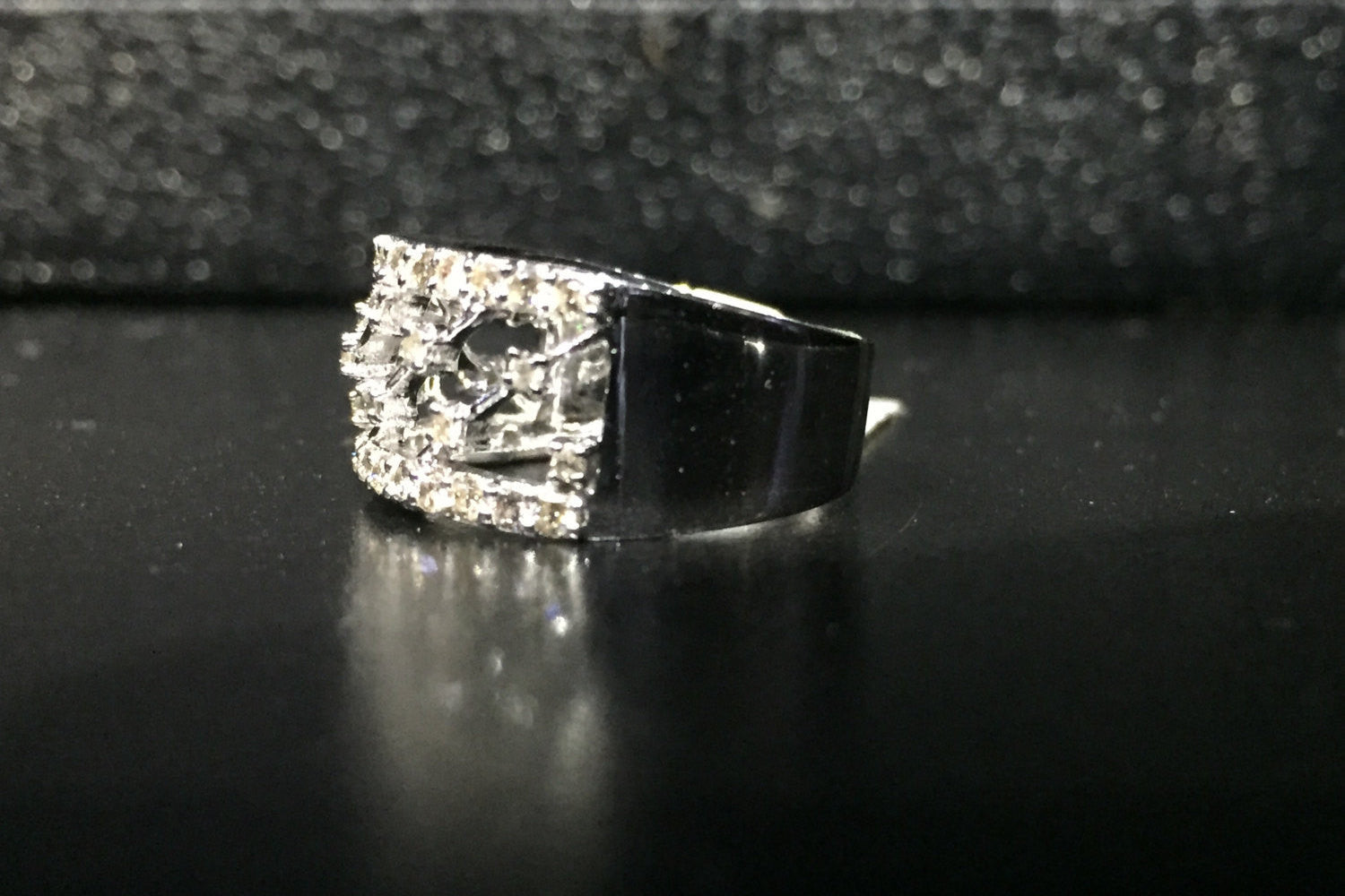 14kt White Gold Diamond Ring Wide Vintage Antique Art Deco Style