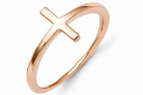 14kt Solid Gold Sideways Cross Ring Side Ways