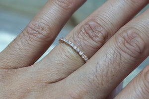 14k Rose Gold Eternity Diamond Vintage Milgrain Classic Full Eternity Band Ring Engagement Wedding - Brilliant Facets