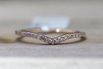 14k Rose Gold V Groove Curve Dainty Thin Diamond Wedding Engagement Band Brilliant Cut Ring - Brilliant Facets