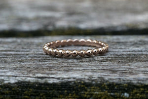 14kt Rose Gold 2mm Bead Ball Rope Stackable Engagement Wedding Ring Band