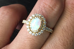 18k Yellow Gold Oval Double Halo Diamond Engagement Promise Ring Anniversary