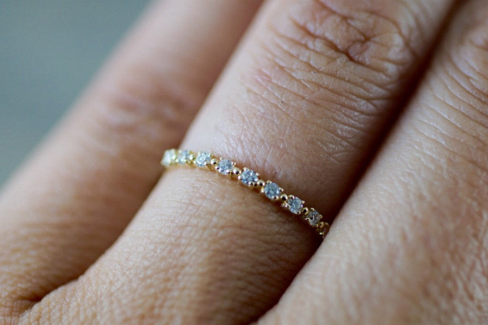 Thin diamond engagement band Outlet
