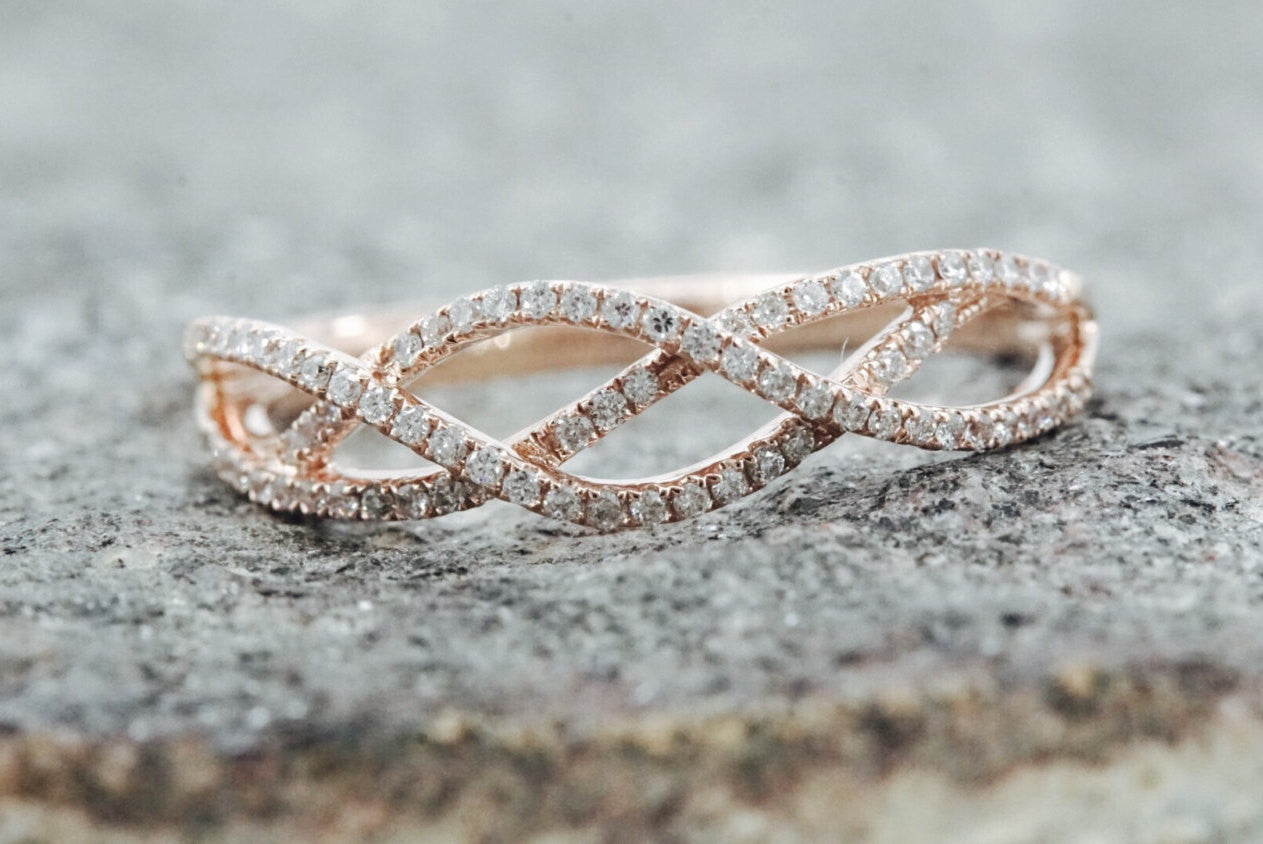 14k Rose Gold Three-stone Diamond Infinity Engagement Ring #104658 -  Seattle Bellevue | Joseph Jewelry