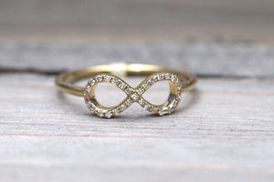 14k Yellow Gold Diamond Pave Polished Infinity Love Symbol Ring