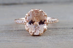14k Rose Gold Oval Morganite Engagement Promise Wedding Anniversary Ring - Brilliant Facets