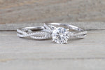 14k White Gold Solitaire Round Moissanite Diamond Engagement Ring Charles & Colvard