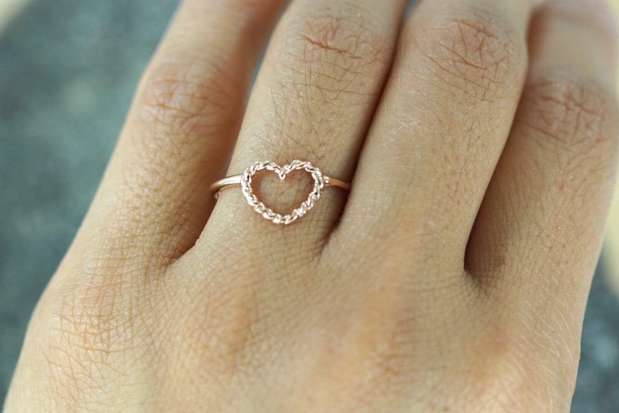 Buy HEART RING, Dainty Heart Ring Knuckle Ring, Knuckle Rings, Love Ring,  Heart, Adjustable Ring, Wire Letters, Shape Ring, Gift Online in India -  Etsy