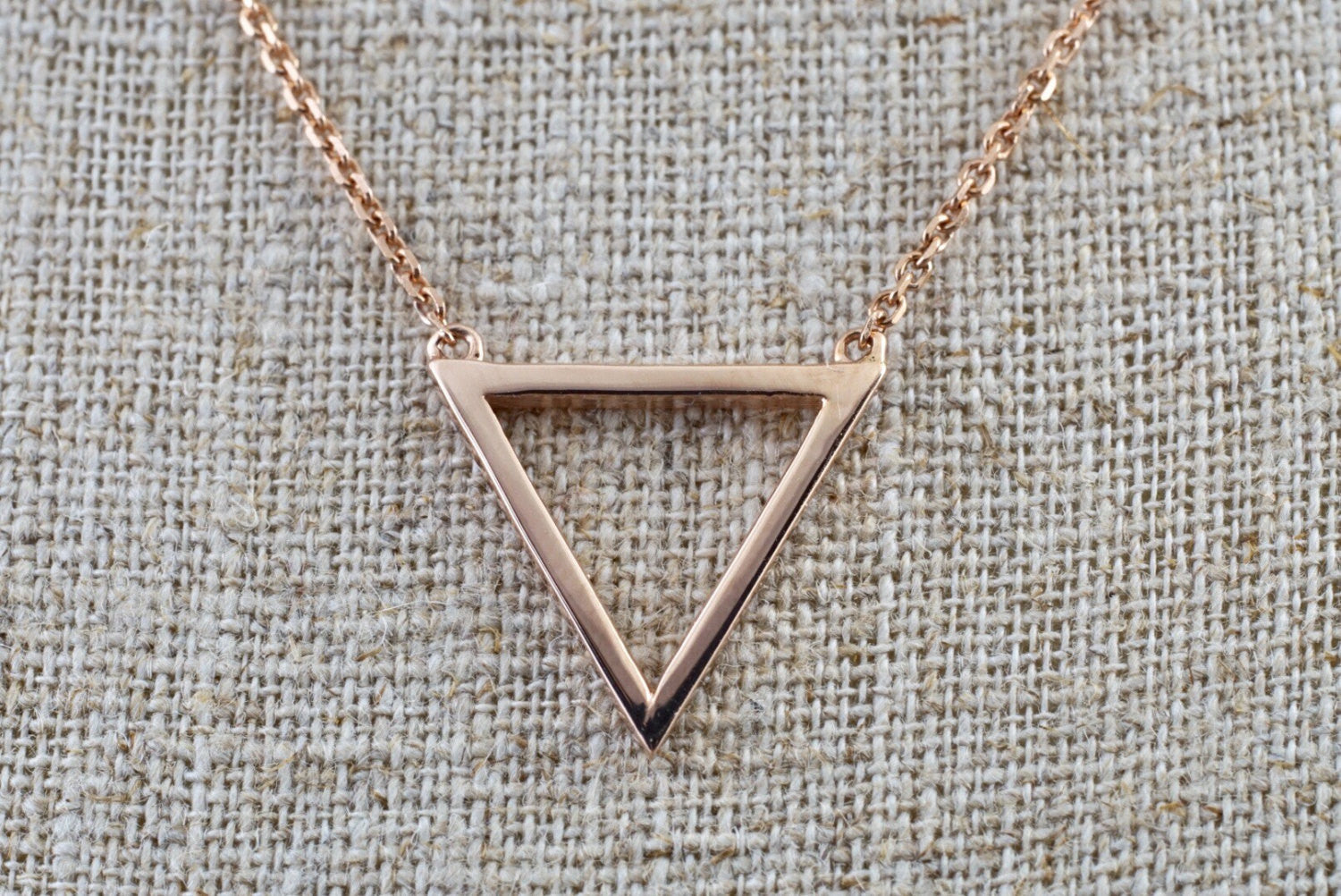 14k Rose Gold Open Triangle Pendant Necklace - Brilliant Facets