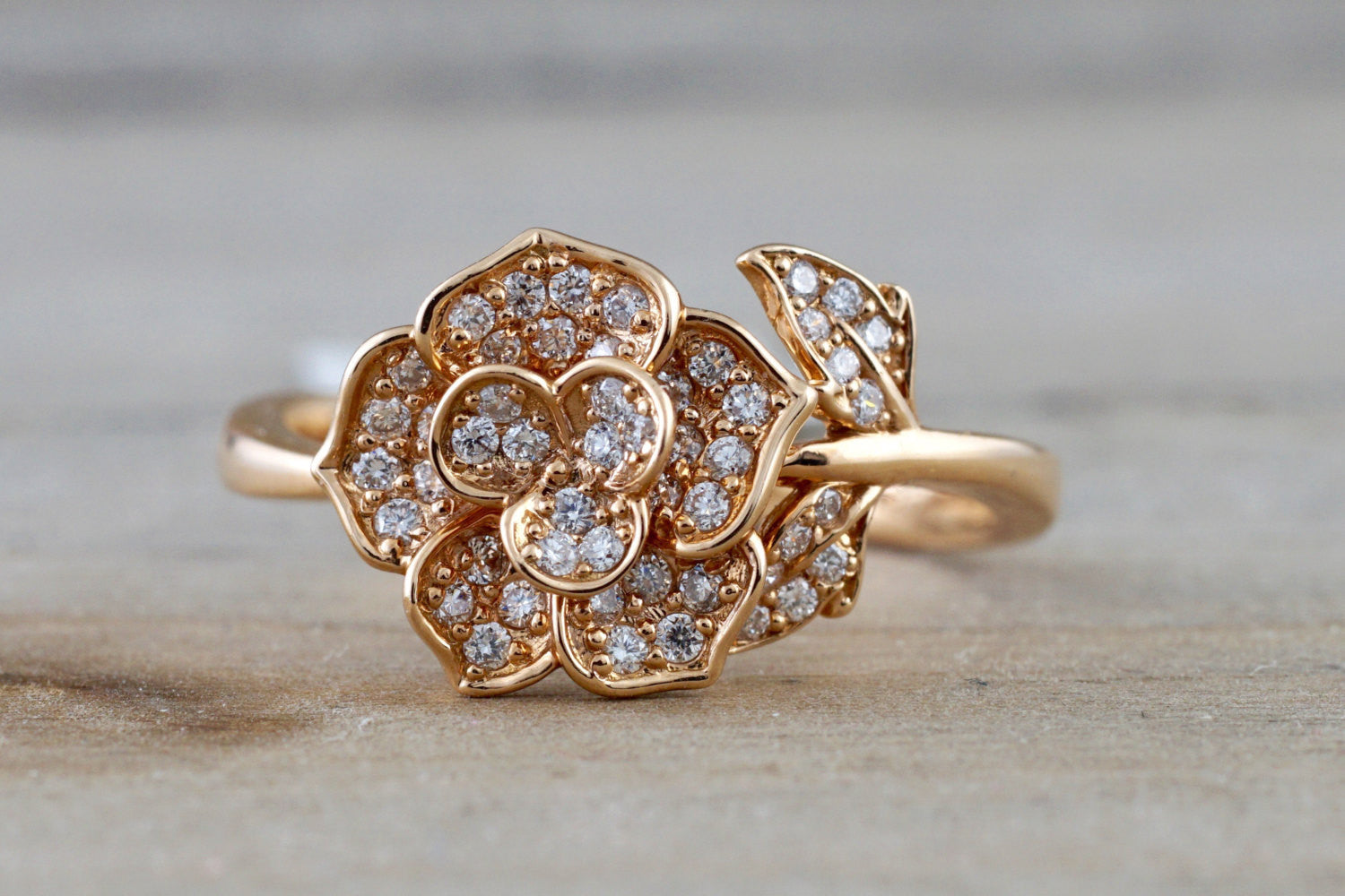 Diamond flower promise ring Clearance