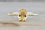 14k Yellow Gold Oval Imperial Topaz Engagement Ring Rope Bead Vintage Stackable