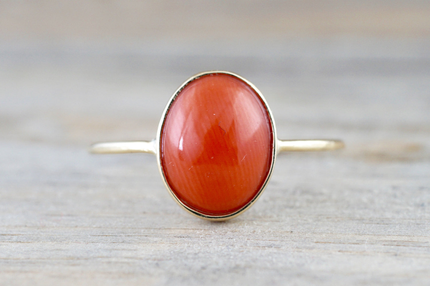 Natural Coral (Moonga) October month stone Gold Plated Adjustable Ring –  Shaligrams