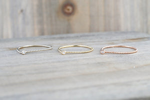 14k White Gold Round Cut Diamond Bezel Fashion Ring Rope Design Band