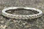 18k White Gold Dainty Thin Diamond Engagement Band Brilliant Cut