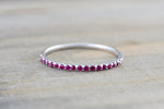 14k White Gold Red Ruby Dainty Band Wedding Stackable Ring