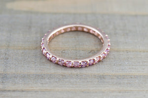 14k Rose Gold Pink Sapphire Eternity Band Ring - Brilliant Facets