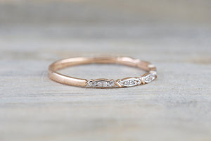 14k Rose Gold Diamond Engagement Pave Stackable Stacking Promise Ring Anniversary - Brilliant Facets