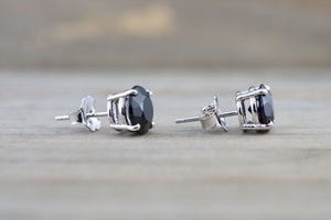 14k Solid White Gold Black Onyx Earring Studs Post Push Back Square - Brilliant Facets