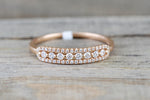 18k Rose Gold Diamond Vintage Classic Pave and Single Prong Band Ring Wedding