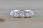 18k White Gold Diamond  Anniversary Halo Vintage Ring Antique Half Eternity Filigree Dainty Band 5