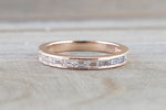 14k Rose Gold Baguette Cut Rectangle Diamond Milgrain Etched Channel Set 2.5mm - Brilliant Facets