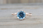 Mandi 7mm 14k Rose Gold Round Blue Topaz Ring Rope Classic November Birthstone