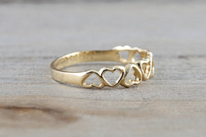 14k Yellow Gold Open Heart Band Ring