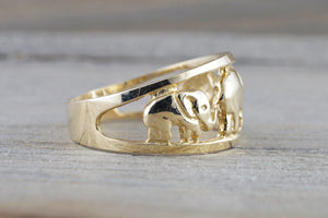 14k Yellow Gold Elephant Lucky Open Anniversary Promise Fashion Ring Band