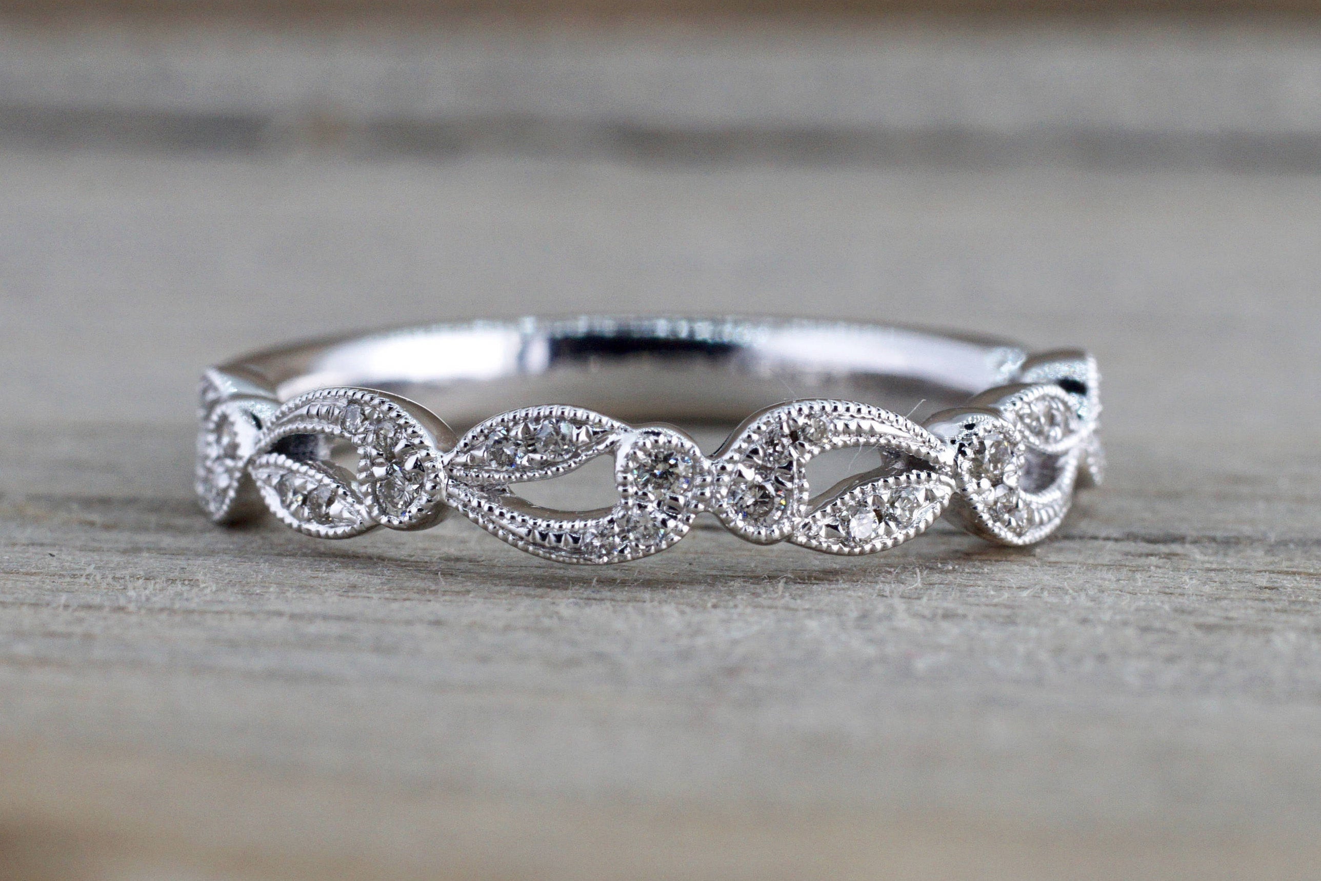 Diamond milgrain ring Clearance