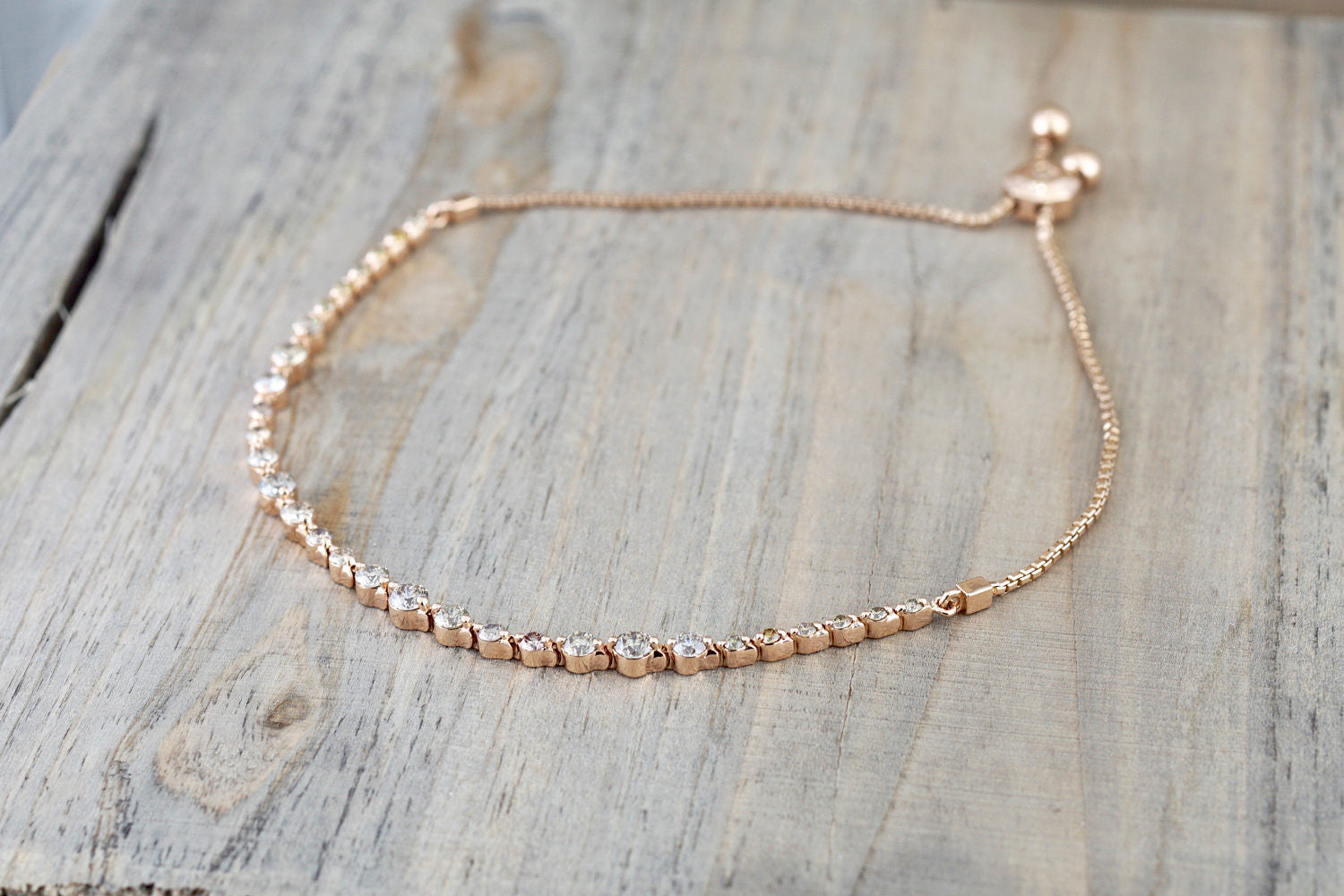 14k Solid Rose Gold Diamond Single Prong Adjustable Bracelet 1.82 carats - Brilliant Facets