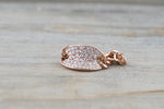 14 Karat Rose Gold Dog Tag Oval Pave Diamond Chain Link Ring - Brilliant Facets