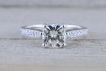 18kt Gold Solitaire Cushion Cut Diamond Band Engagement Ring Moissanite