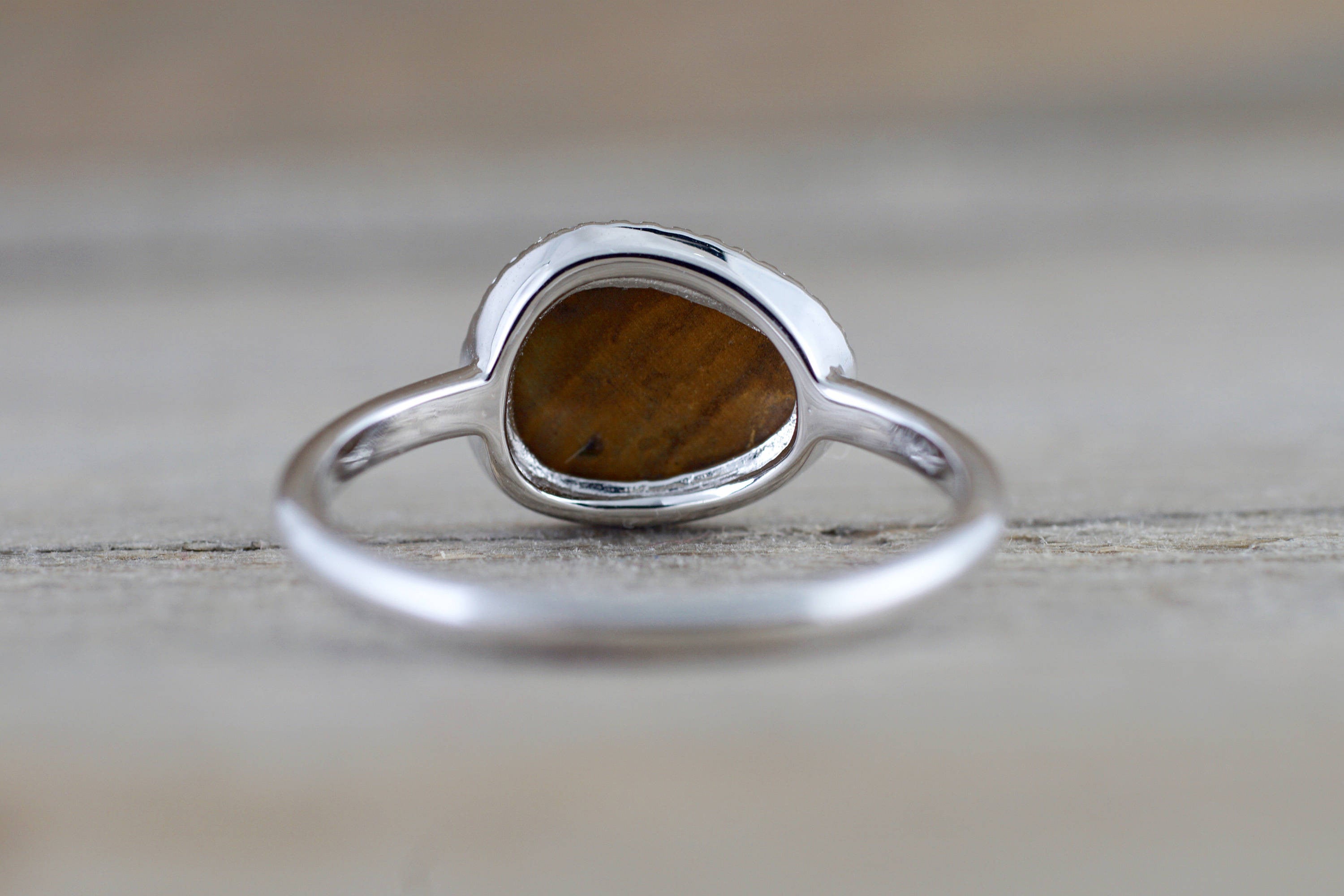 Island 14k White Gold Round Opal Diamond Halo Art Deco Ring