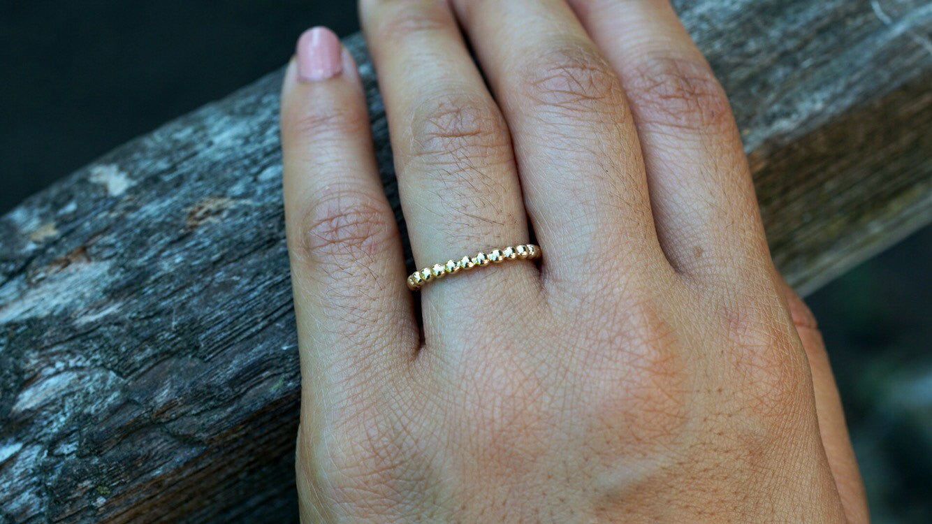 14kt Solid Yellow Gold Twined Bead Ball Rope Twisted Stackable Ring Band Wedding Engagement Love Promise