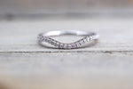 14kt White Gold Diamond Curve V Ring Band Wedding Engagement Stack Dainty