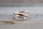 14k Solid Rose Gold Diamond Stack Arrow Wrap Infinity Intertwined Twist Love Ring - Brilliant Facets