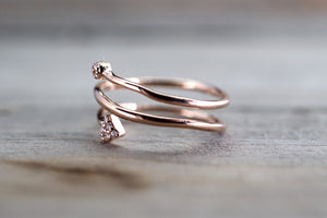 14k Solid Rose Gold Diamond Stack Arrow Wrap Infinity Intertwined Twist Love Ring - Brilliant Facets