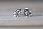 14kt White Gold White Sapphire AAA 0.80ct  total Earring Studs Post Classic Stud