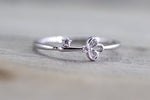 14k White Gold Diamond Key Ring Band Stackable Dainty Thin Fashion Love - Brilliant Facets