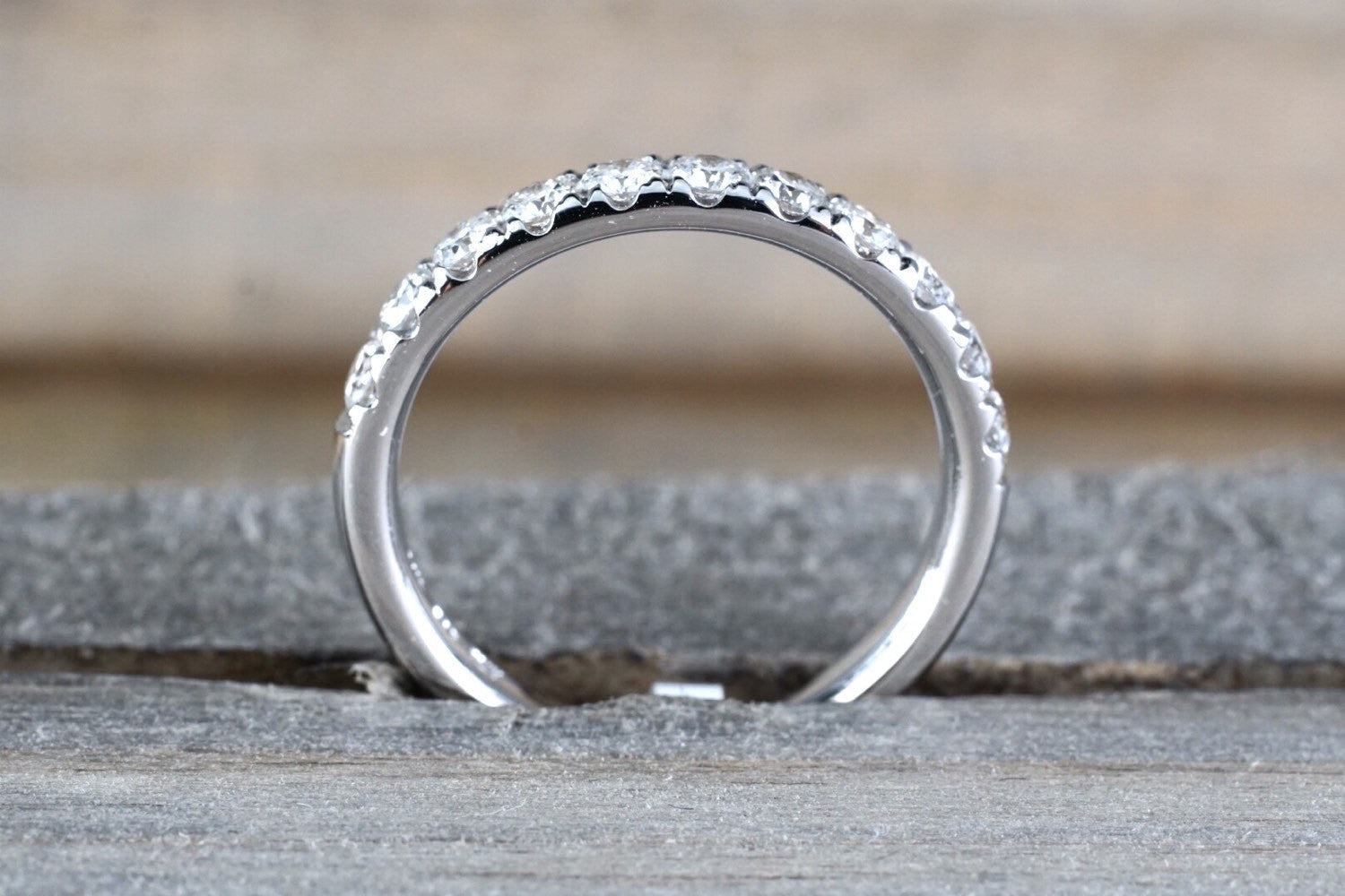 3mm 14k White Gold Diamond Large Love 3mm Ring Band