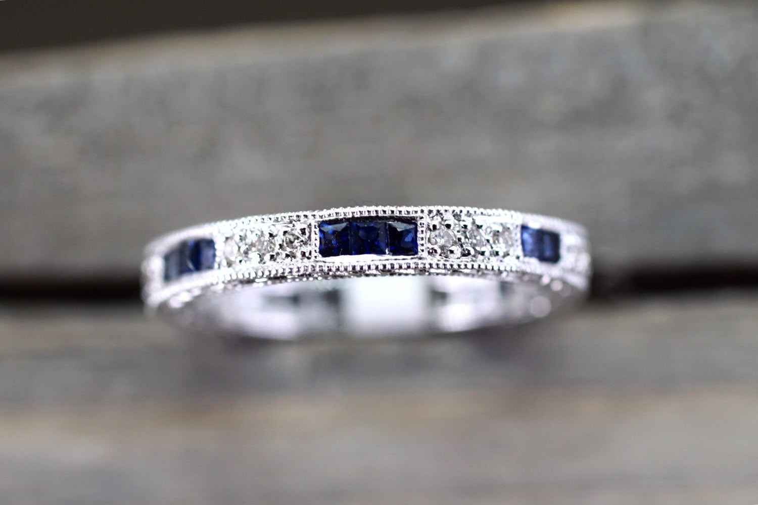 Signature Collection Limited Edition Diamond & Blue Sapphire Anniversary  Band in 14K White Gold (1 7/8 ct. tw.)