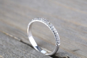 18k White Gold Diamond Micro Pave Wedding Engagement Promise Love Anniversary Band Ring