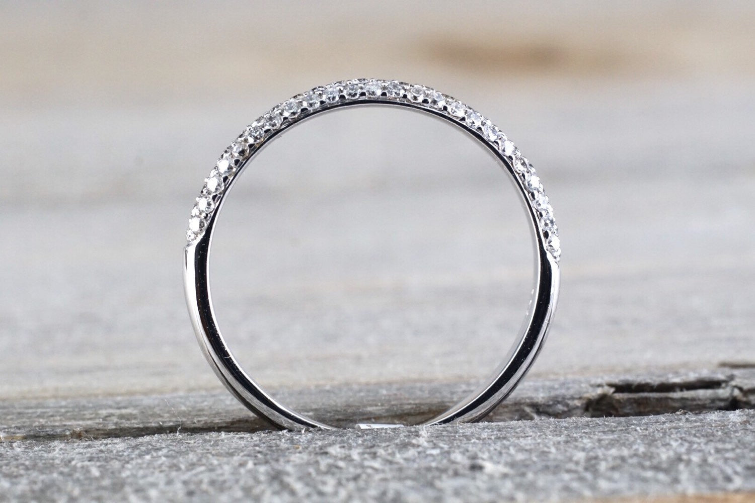 18k White Gold Diamond Micro Pave Wedding Engagement Promise Love Anniversary Band Ring