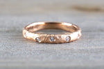 14k Solid Rose Gold Diamond Scattered Satin Finish Matte Brushed Hammered Ring Band Wedding - Brilliant Facets