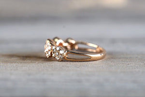 18k Rose Gold Diamond 5 Stone Halo Ring