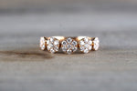 18k Rose Gold 5 Stone Halo Cluster White Diamond Anniversary Wedding Love Ring Band