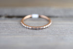 14k Rose Gold Dainty Thin Baguette Cut Rectangle Diamond Band Stackable Design - Brilliant Facets