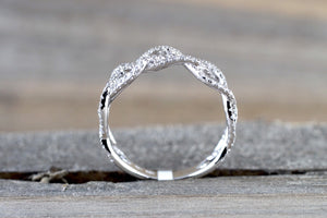 14k White Gold 3/4 Diamond Infinity Intertwined Braided Band Promise Ring - Brilliant Facets